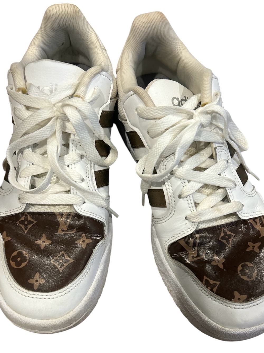 Custom Adidas Entrap Low Top Sneakers Brown Monogram Size 8